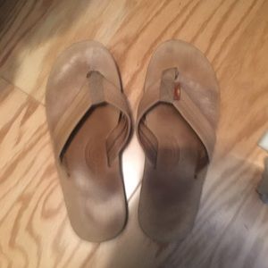 Beige Rainbow Flip Flops